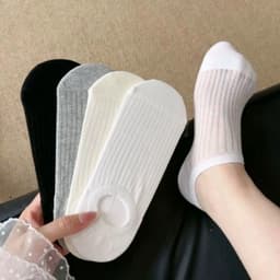 Set 5 Đôi Tất lưới mỏng ngắn cho phụ nữ, chất liệu cotton thoáng khí, basic thời trang LILIRIA tt89 9
