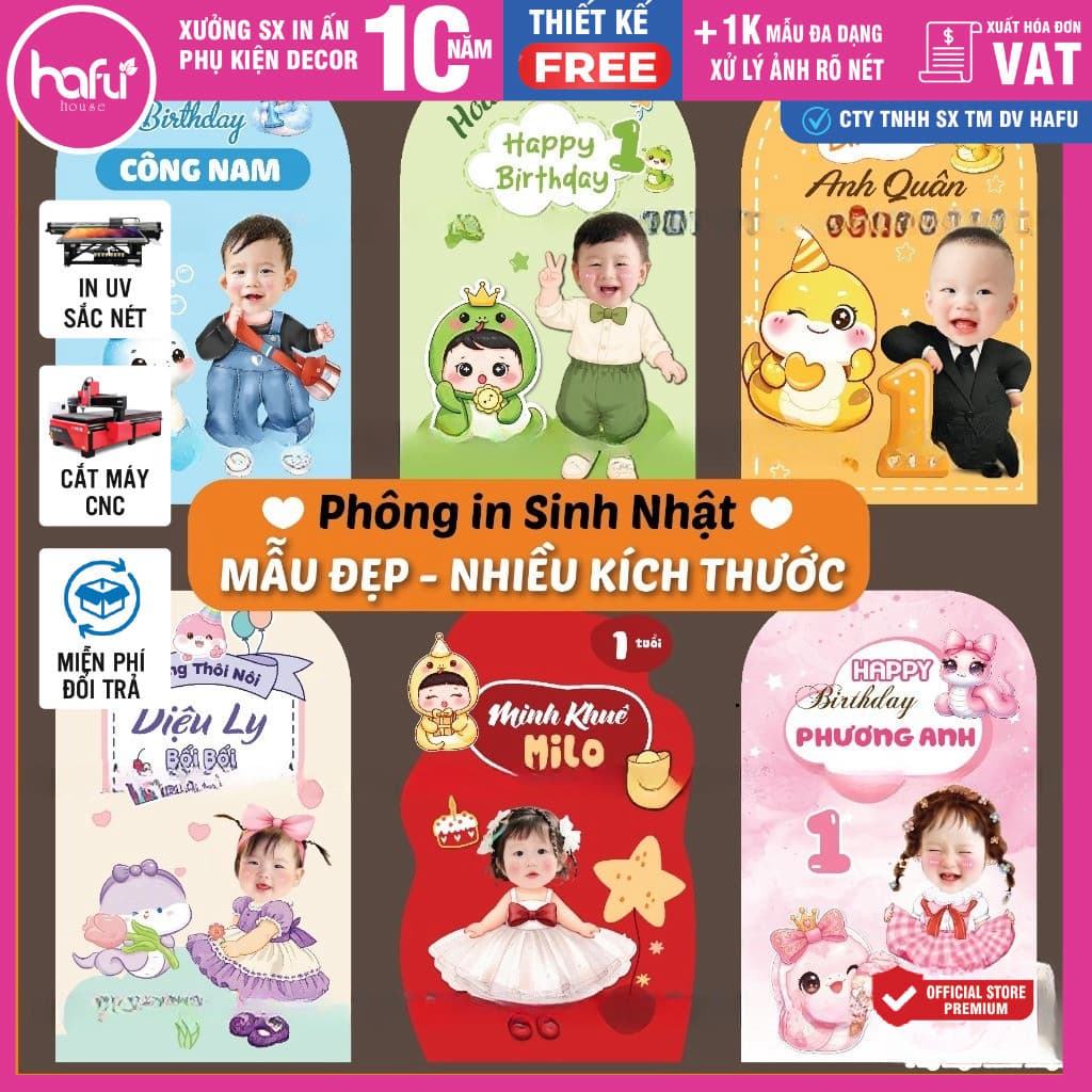 [HỎA TỐC] Phông in trang trí thôi nôi sinh nhật cho bé ( Nhiều kích thước) - Hafu House, Hafu Decor Xưởng SX Hafu House