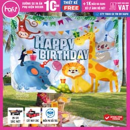 Phông Bạt In Hoạ Tiết Trang Trí Backdrop Sinh Nhật - Banner Treo Chữ Happy Birthday  - Xưởng in HafuHouse - Hafu Decor X 1