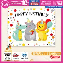 Phông Bạt In Hoạ Tiết Trang Trí Backdrop Sinh Nhật - Banner Treo Chữ Happy Birthday  - Xưởng in HafuHouse - Hafu Decor X 4