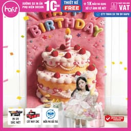 Phông Bạt In Hoạ Tiết Trang Trí Backdrop Sinh Nhật - Banner Treo Chữ Happy Birthday  - Xưởng in HafuHouse - Hafu Decor X 7