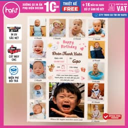 Bảng thành tích kèm ảnh 12 tháng trang trí sinh nhật, nhà cửa, tiệc thôi nôi...Khung ảnh 12 tháng cho bé - Hafu House Xư 1