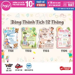 Bảng thành tích, thông tin, khung ảnh 12 tháng trang trí sinh nhật cho bé trai và bé gái - Hafu House, Hafu Decor Xưởng  3