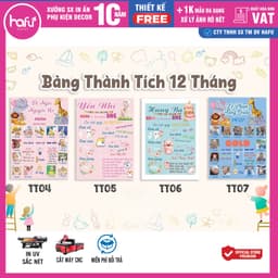Bảng thành tích, thông tin, khung ảnh 12 tháng trang trí sinh nhật cho bé trai và bé gái - Hafu House, Hafu Decor Xưởng  4
