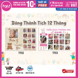 Bảng thành tích, thông tin, khung ảnh 12 tháng trang trí sinh nhật cho bé trai và bé gái - Hafu House, Hafu Decor Xưởng  7