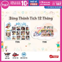 Bảng thành tích, thông tin, khung ảnh 12 tháng trang trí sinh nhật cho bé trai và bé gái - Hafu House, Hafu Decor Xưởng  8