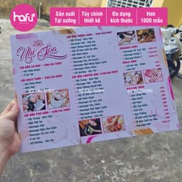 [Nhắn Shop Trước] Menu Cầm Tay cán Formex 5mm In 2 mặt Thiết Kế Theo Yêu Cầu  Khổ A4 A3 - Hafu House - Hafu Decor Xưởng  2