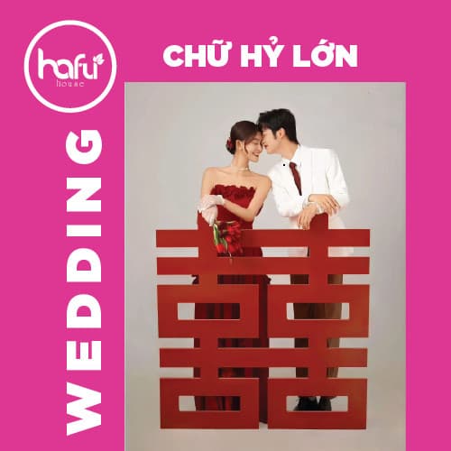 [8mm] Chữ hỷ lớn 1 mặt, màu tùy chọn, kèm chân đế fomex HAFU HOUSE [01-03] Xưởng SX Hafu House