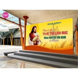 [HỎA TỐC HCM] IN BACKDROP PHÔNG NỀN LỄ TẠ ƠN LINH MỤC_THIÊN CHÚA_CÔNG GIÁO_ THIẾT KẾ THEO YÊU CẦU_HAFU HOUSE Xưởng SX Ha 1
