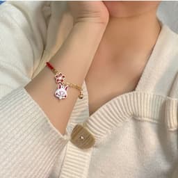 Vòng Tay Cáo Kitsune Hoa Anh Đào Nhật Bản – Lắc Tay Dây Đỏ Kết Hợp Xích Chuông May Mắn Phong Cách Cổ Trang 3