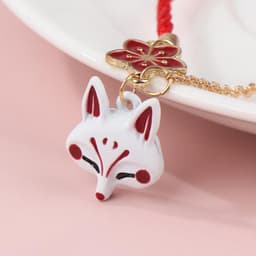 Vòng Tay Cáo Kitsune Hoa Anh Đào Nhật Bản – Lắc Tay Dây Đỏ Kết Hợp Xích Chuông May Mắn Phong Cách Cổ Trang 4