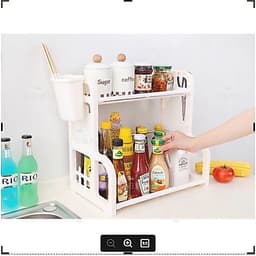 {GIÁ HỦY DIỆT} Kệ đựng gia vị 2 Kệ để đồ thông minh 2 tầng đa năng tiết kiệm không gian 5