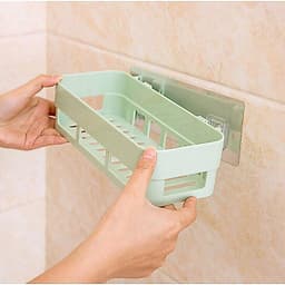 Khay Dán Tường - Kệ Đựng Đồ Nhà Tắm Chữ Nhật Để Bàn Chải , Dầu Gội Không Khoan Đục Siêu Dính Chắc Tiện Lợi 3