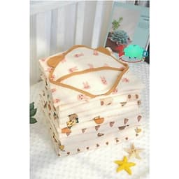 [bong]Ủ Choàng Bé Sơ Sinh Vải Xô Muslin 4 Lớp Có Mũ Trùm Đầu, Làm Khăn Quấn Cho Bé, Vải Mềm Mịn, Thoáng Mát, size 70x70cm 7