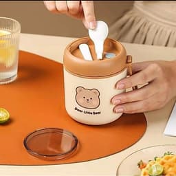 Bình ủ cháo giữ nhiệt lên đến 8 tiếng bằng nhựa cao cấp inox 304 không gỉ kèm túi giữ nhiệt cho bé hình gấu 2
