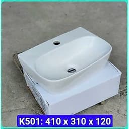 Chậu rửa mặt lavabo Treo Tường hoặc Đặt Bàn Đá men NANO trắng sáng chống ố chống bám bẩn 4