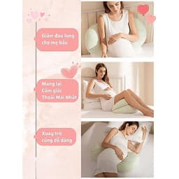 Gối bà bầu cánh tiên kèm gối phụ kê đỡ bụng, tựa lưng cho mẹ bầu gối bầu cánh tiên sợi catton bông 3D chống lụt xún 2