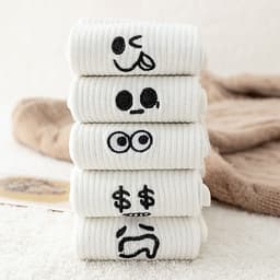 COMBO 5 ĐÔI Tất Vớ Cổ Cao Trắng Sắc Thái Chất Cotton Dệt Kim Mềm Mại Thấm Hút Mồ Hôi 6