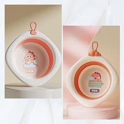 Thau/Chậu Rửa Mặt Gấp Gọn Silicon Hình Khủng Long Đáng Yêu, Tiện Dụng Cho Mẹ Và Bé 6