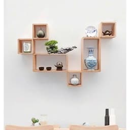 Kệ treo tường bằng gỗ combo như hình 6 món 2 ô vuông ,1 ô hình chữ nhật giá rẻ tại xưởng e 3