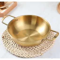 Nồi Nấu Mì Cay INOX Mạ Vàng 20cm Làm Nồi Lẩu, Xào Nướng Tại Bàn, Dùng Được Bếp Gas, Bếp Điện Bếp Từ 1