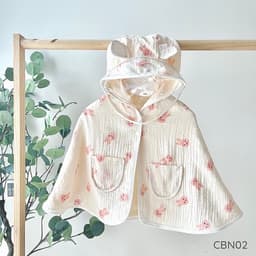 Áo Choàng Chống Nắng Đa Năng Cho Bé Vải Xô Muslin  Có Kính Chống Bụi, Thoáng Mát, Cúc Bấm Tháo Rời Size 3-14kg 5