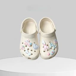 Dép sục nữ gắn charm cute màu kem ( không chữ )– êm nhẹ, thời trang – đi học, đi chơi 4