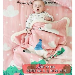 Chăn Lông Cừu Chăn Lông Tuyết 1m4 x 1m Siêu Nhẹ  Ấm Chăn Thu Đông Cho Bé Chăn Văn Phòng Shop Rô Ron 3
