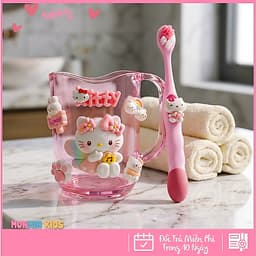 Bộ Cốc Bàn Chải Đánh Răng Trẻ Em Hình 3D Dễ Thương Cho Bé 3-10 Tuổi - Cốc Súc Miệng Kèm Bàn Chải Lông Mềm 6