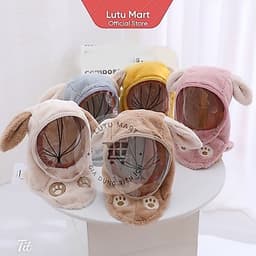 "Mũ Len Lông Cừu Trùm Đầu Cho Bé Kèm Kính Chắn Gió Ấm Áp An Toàn Mùa Đông  8