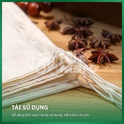 Túi lọc trà vải cotton 100%, lọc cà phê, thảo dược, thực phẩm đa năng dùng nhiều lần an toàn thực phẩm Mixmore 6