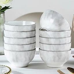 Bộ Tô Chén Đĩa Sứ Ăn Cơm Gồm 21 Sản Phầm Họa Tiết Vân Đá Tặng Kèm 5 Thìa Sứ , 1 Thìa Canh Sứ 9