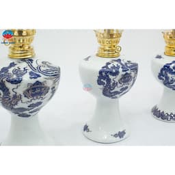 Đèn Dầu Thờ Cúng Gốm Sứ Bát Tràng Men Xanh Kim Cao Cấp Họa Tiết Phúc Lộc Thọ Vẽ Tay Tinh Xảo 4
