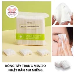 Bông tẩy trang Miniso gói 180 miếng dày dặn mềm mịn 2