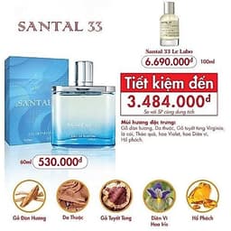 Nước hoa nam Santal - HƯƠNG GỠ NAM TÍNH,  CUỐN HÚT (60ML) 3