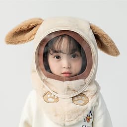 Mũ Lông Trùm Đầu Có Kính Chắn Gió, Chống Bụi, Kín Cổ Có Thể Tháo Rời Cho Bé từ 9-30 kg mũ kính tiện dụng 9