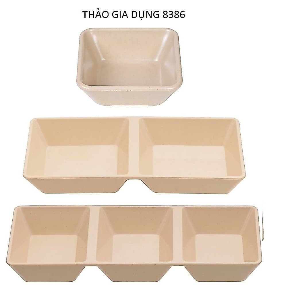 AMIZIN Combo 5,10 Đĩa chấm vuông 2, 3 ngăn Việt Nhật Plastic chén đựng nước chấm, nước sốt hàng quán, quán ăn AMIZIN