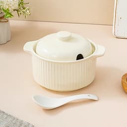 Hũ Đựng Mỡ Lợn Gốm Sứ Chịu Nhiệt Kèm Nắp & Thìa, Âu, Liễn Đựng Mỡ Gia Vị Có Tai Cầm Kèm Nắp Thìa 5