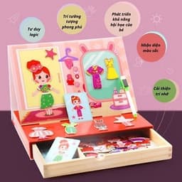 Đồ chơi ghép hình thời trang bộ thiết kế thời trang bằng nam châm và gỗ cho bé vui chơi sáng tạo 5
