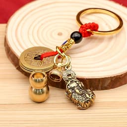Móc Khóa Hồ Lô Bàn Tính Tháp Văn Xương Phong Thủy Màu A29 Vàng Đồng Đỏ – May Mắn Tài Lộc 5