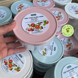 Hộp nhựa đựng thực phẩm nhựa Việt Nhật size vừa xinh 1000ml, Hộp Tròn 6528-1nắp dẻo đựng đồ ăn AMIZIN 8