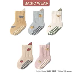 Set 5 Đôi Tất Cổ Cao Chống Trơn Cho Bé 0 - 3 tuổi, Tất Chống Trơn Trượt Cho Bé SS68 3