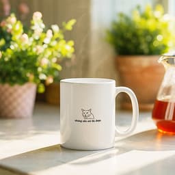 Ly sứ cốc sứ "KHÔNG ĐƯỢC ĐÁNH KHÁCH" & hình mèo dễ thương, quà tặng bạn bè CSKH, saler, freelancer, designer đồng nghiệp 3