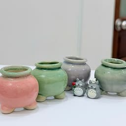 [mieugarden] Chậu men rạn form tròn nhiều mẫu size mini màu pastel trồng sen đá mini, lithops, cono 7