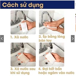 Set 3 Bọt Biển Xốp Mút Melamine Lau Chùi Tẩy Rửa Vệ Sinh Đa Năng Không Cần Hóa Chất An Toàn Cho Da Tay 6