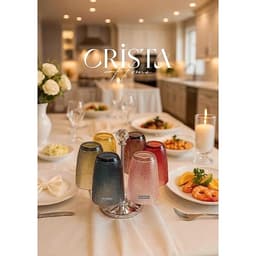 Bộ 6 cốc thủy tinh CRISTA vân lưới dập nổi 420ml – Mix 6 màu cao cấp .Set 6 ly thủy tinh CRISTA 420ml vân lưới dập nổi 9