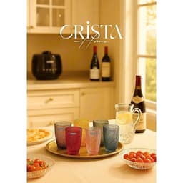 Bộ 6 cốc thủy tinh CRISTA vân lưới dập nổi 420ml – Mix 6 màu cao cấp .Set 6 ly thủy tinh CRISTA 420ml vân lưới dập nổi 8