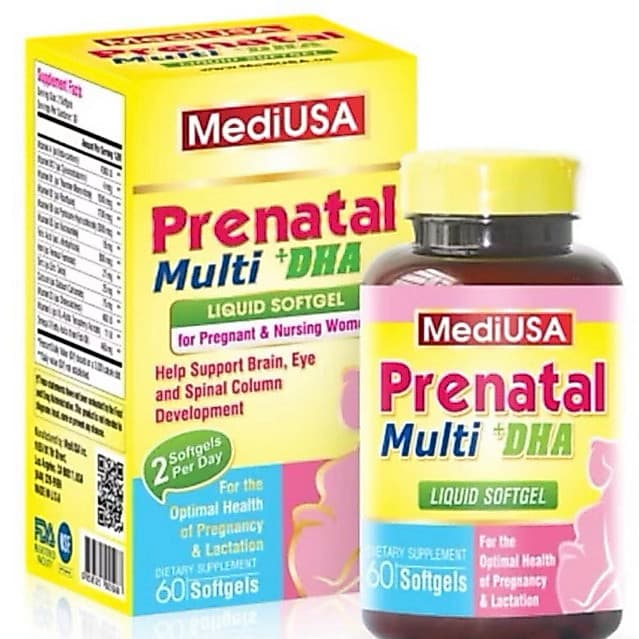 MediUSA Prenatal Multi DHA hộp 60 viên Viên uống bổ sung Vitamin cho bà bầu và bé