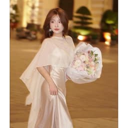 Đầm lụa kèm khăn voan kem cuốn hút, gợi cảm Xukadress sang chảnh cho nữ đi tiệc đi chơi 4