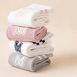 Set 5 Đôi Tất Đùi Cổ Cao Cho Các Bé Họa Tiết Chữ M Phong Cách Korea Siêu Hot 2